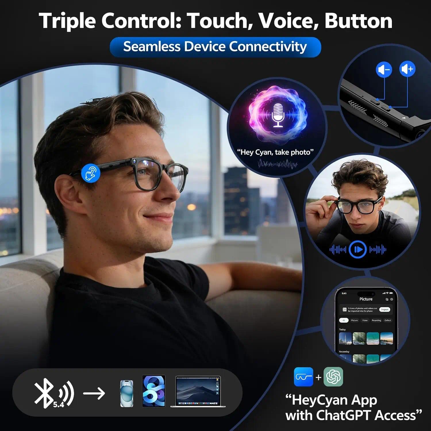2026 New POV 800W Pixel 4K HD Trave Business Smart Glasses Men&Women 100+Language Translation 1080P Video Chatgpt Sunglasses IOS - view 6