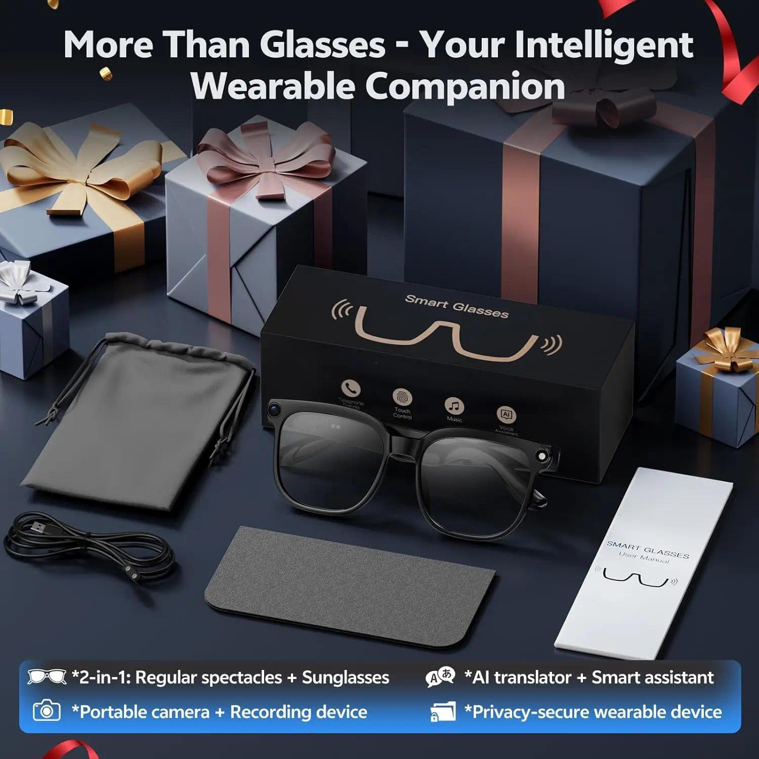 2026 New POV 800W Pixel 4K HD Trave Business Smart Glasses Men&Women 100+Language Translation 1080P Video Chatgpt Sunglasses IOS - view 7