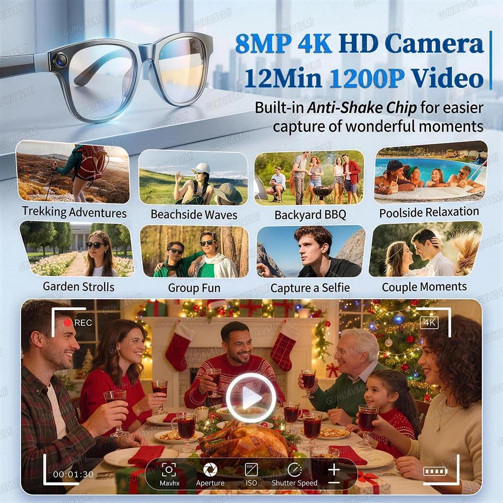 2026New 8MP 4K HD Camera AI Glasses Men 3600mAh Power Bank 32G Memory 160+ Translation Glasses Waterproof Smart Sunglasses Women - view 7