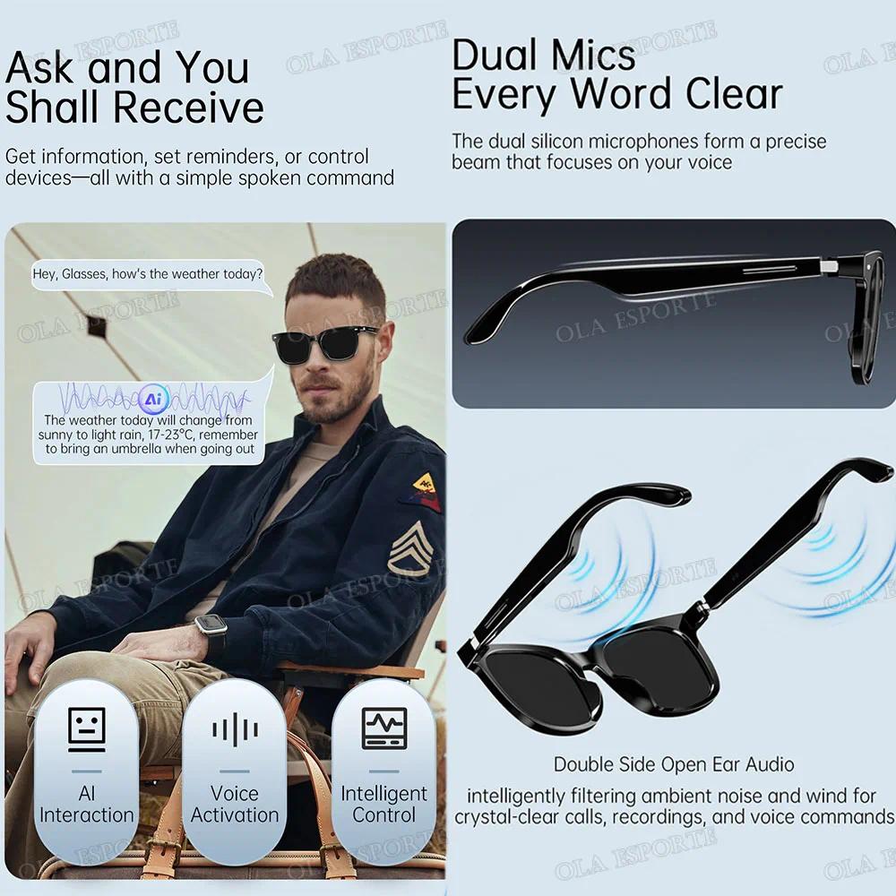 2026 New AI Smart Glasses Sunscreen Sunglasses Bluetooth Calling Music Player Camera Control UV Protection Glasses For Men Women - view 7