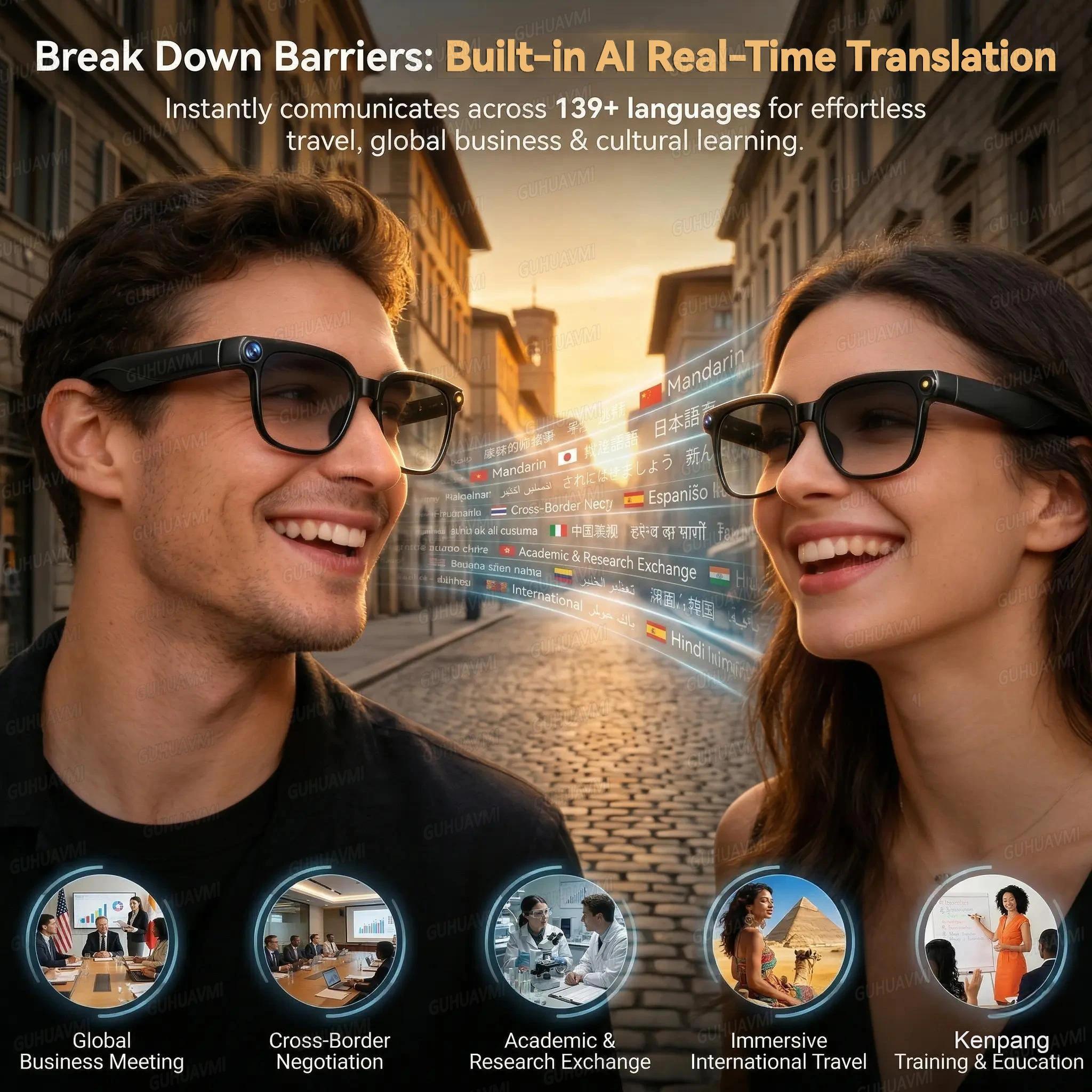 2026New 800W Pixel 4K HD Camera Smart Glasses AI Translation ChatGPT Music Play Voice Dual Microphone BT Call Sunglass Men Woman - view 4