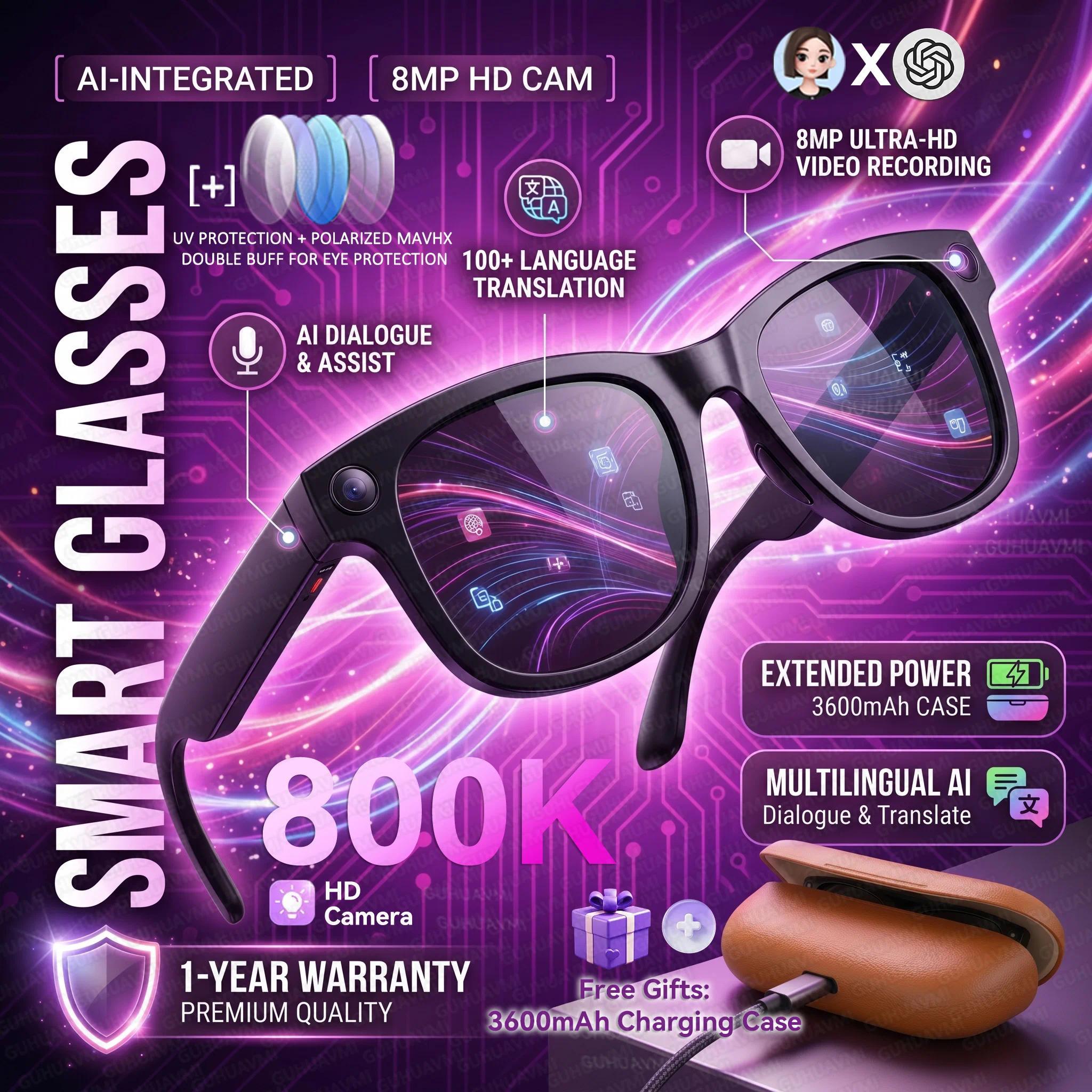 Smart Glasses 2026 AI Smart Glasses M02 Ultra 1080P HD Camera ChatGPT 3600mAh Charging 800W Camera 32GB Translation Music POV Video Sunglasse vs The Original: A Detailed Comparison