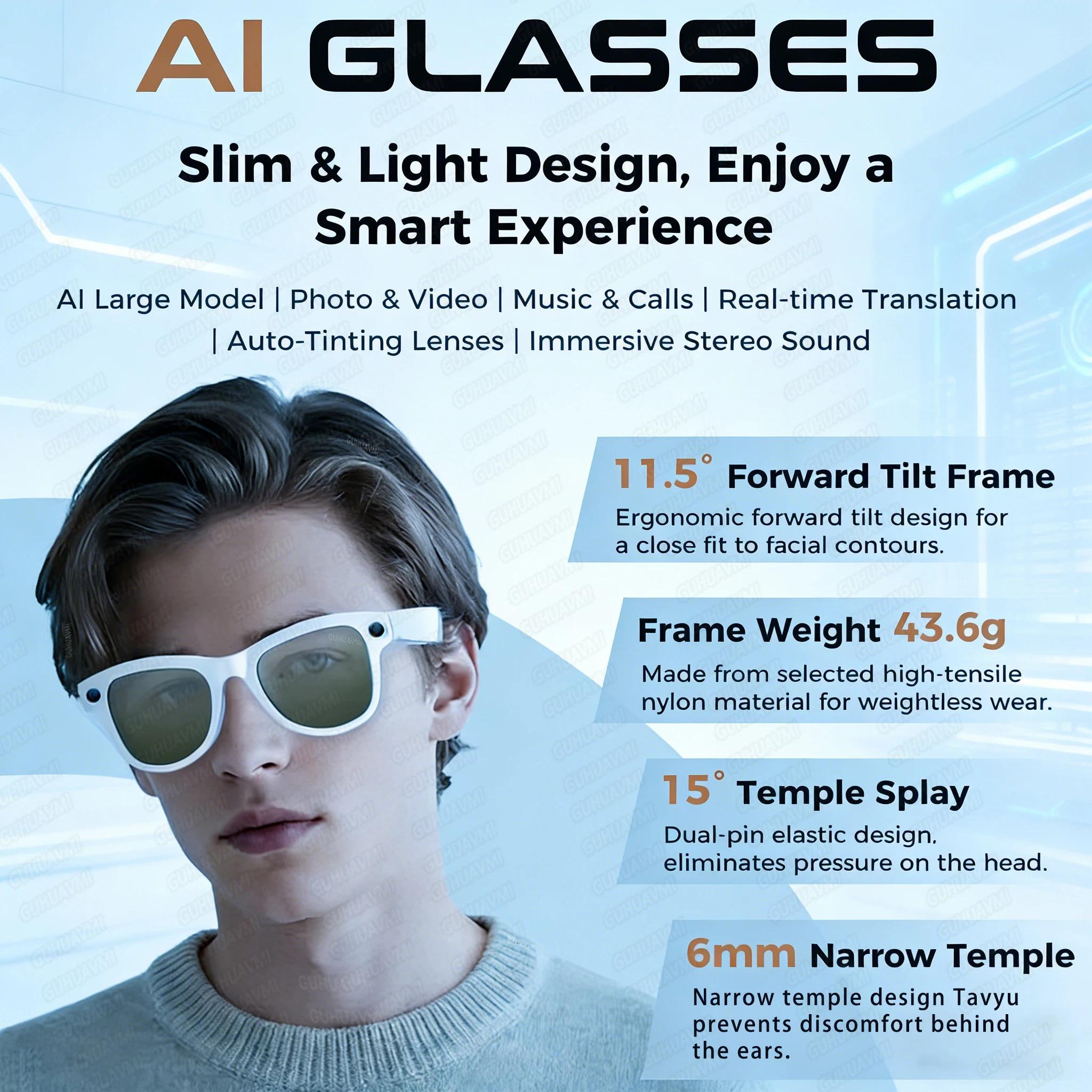 2026 AI Smart Glasses M02 Ultra 1080P HD Camera ChatGPT 3600mAh Charging 800W Camera 32GB Translation Music POV Video Sunglasse - view 3