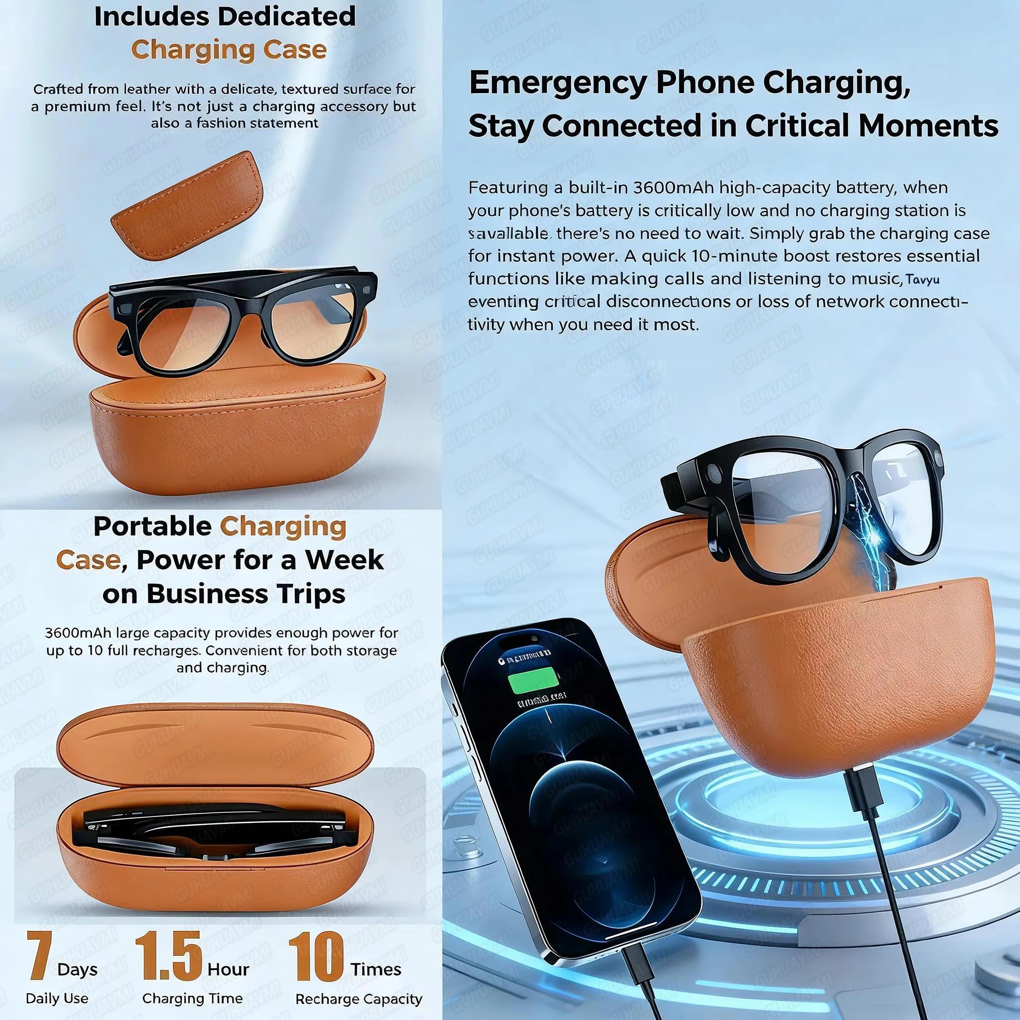 2026 AI Smart Glasses M02 Ultra 1080P HD Camera ChatGPT 3600mAh Charging 800W Camera 32GB Translation Music POV Video Sunglasse - view 4