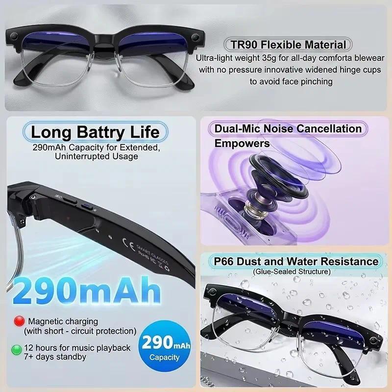 AI Real Time Translation Smart Glasses 1080P Camera Video Recorder Dual Mic Noise Canceling Bluetooth 3D Audio Sunglass 32G 2026 - view 6