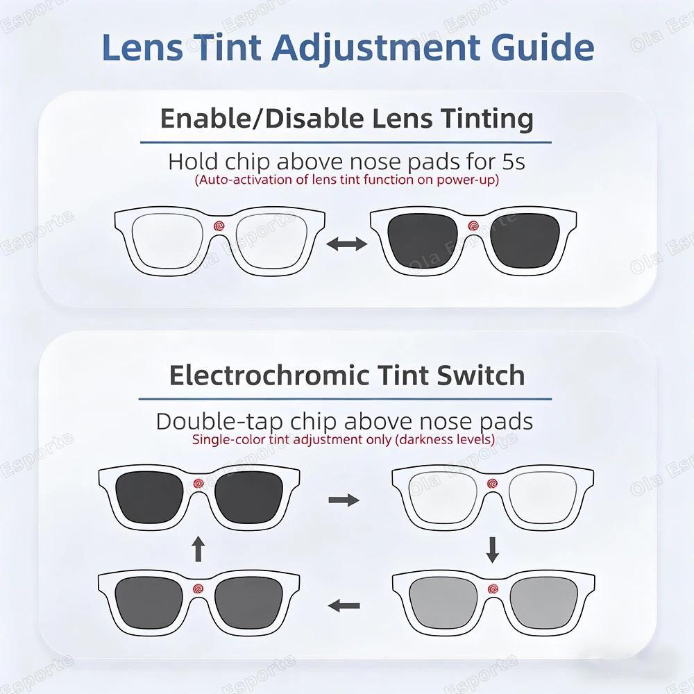 2026 Smart Audio Glasses Touch Control Color Changing Lens Dual Microphone Noise Reduction AI translation Bluetooth Sunglasses - view 5