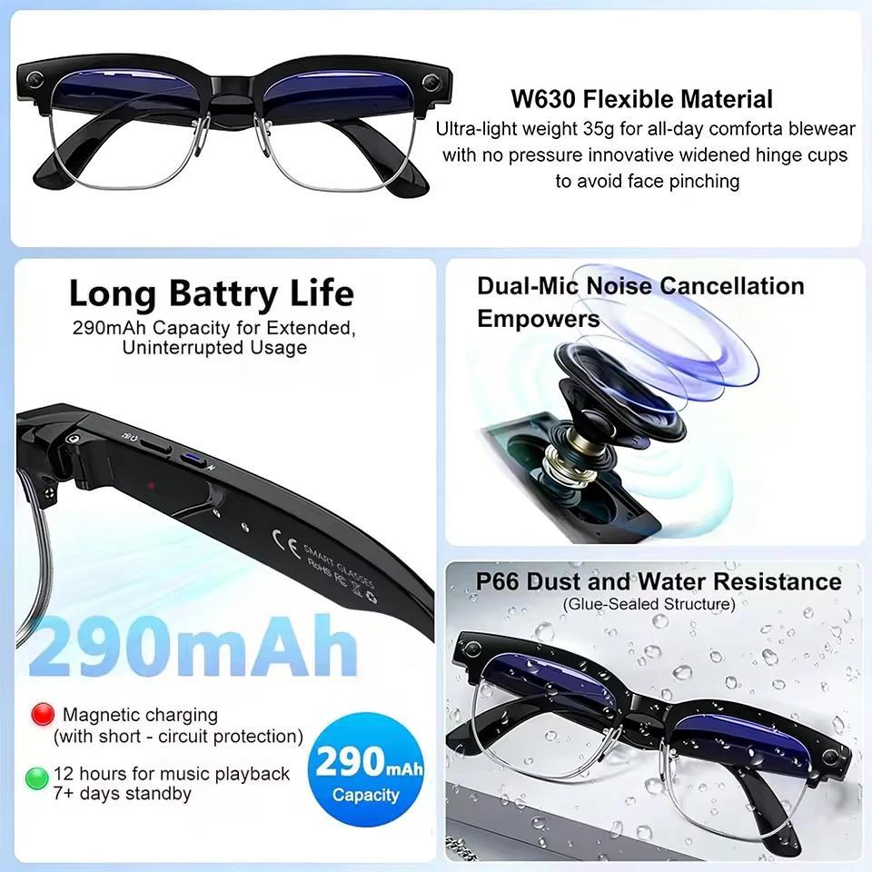 New Upgrade 800W Pixel Smart Glasses With Camera Video Recording AI Photo Recognition Call Language Translation Voice Sunglasses - view 4