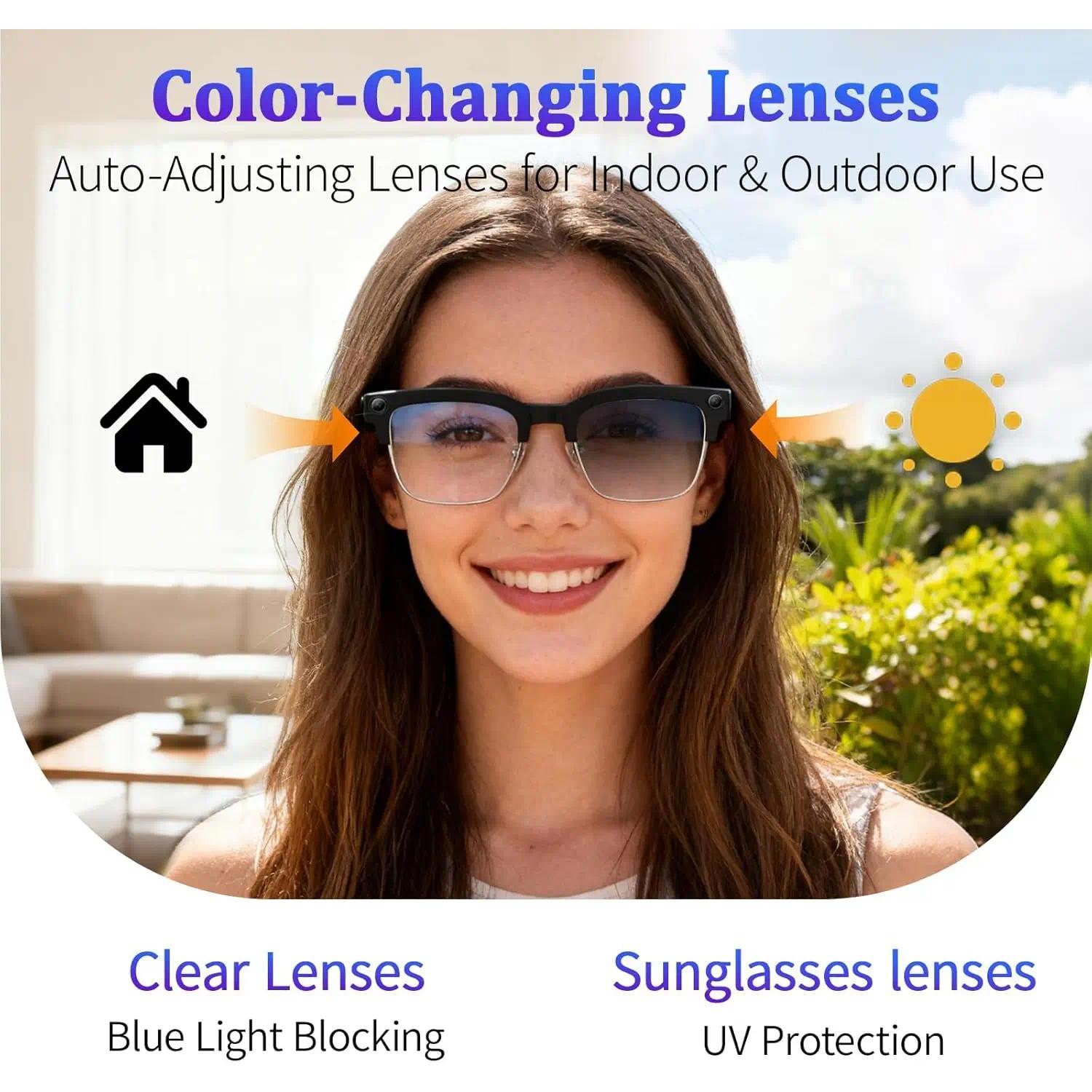New Upgrade 800W Pixel Smart Glasses With Camera Video Recording AI Photo Recognition Call Language Translation Voice Sunglasses - view 6