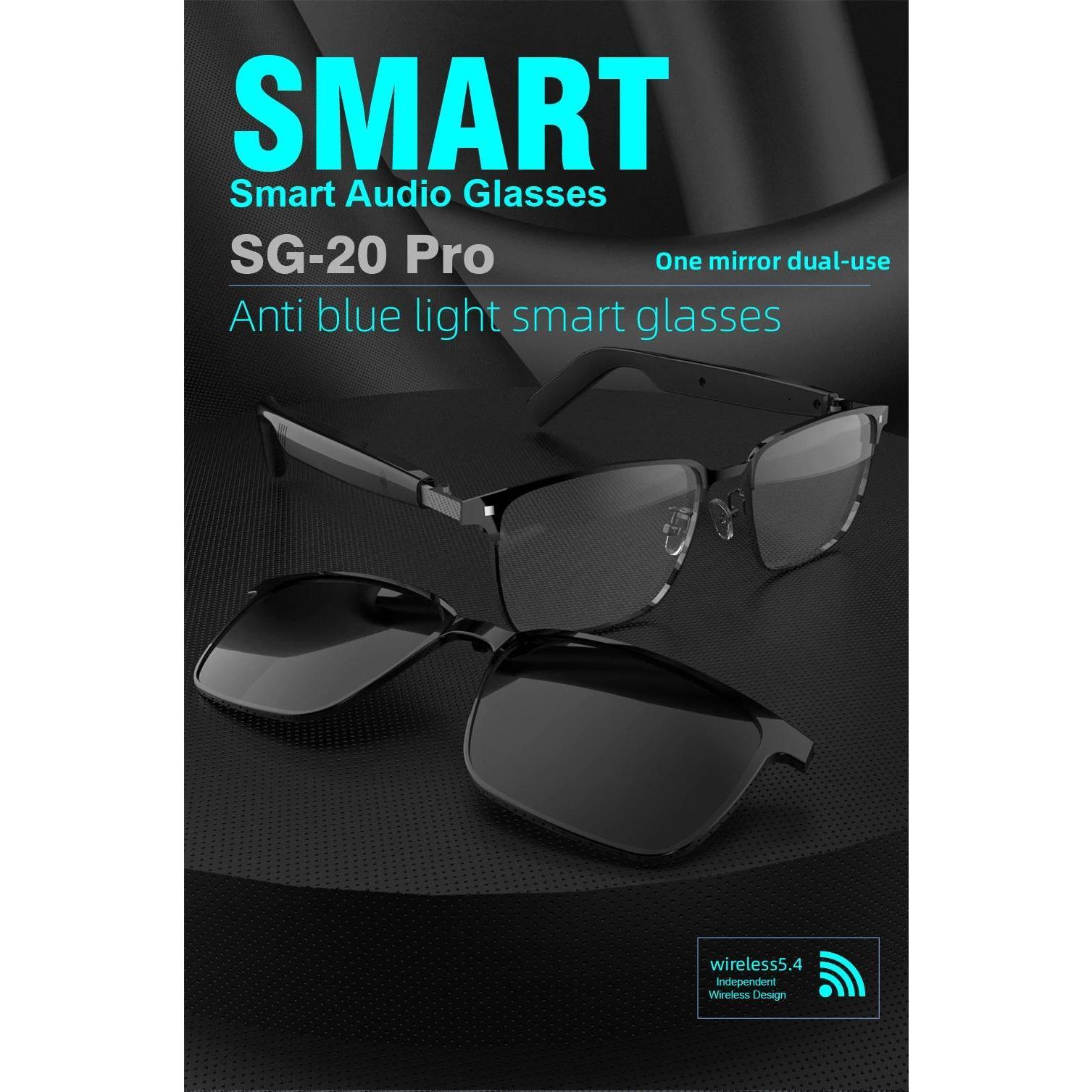 SG-20 Pro TWS 2-in-1 Smart Bluetooth Glasses - Convertible Sunglasses & Clear Lenses, Wireless Audio, Touch Control - view 4