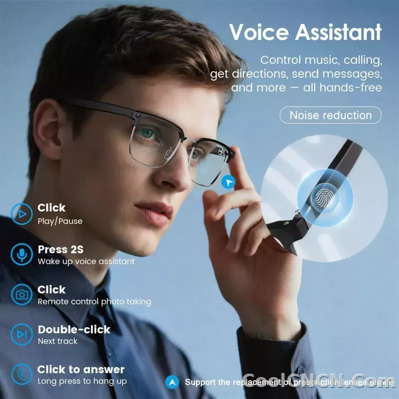 2026 New 800W Pixel Camera Smart AI Glasses Anti-shake Video Record ChatGP WIFI Translation Call Waterproof 32GB Sunglasses Men - detail