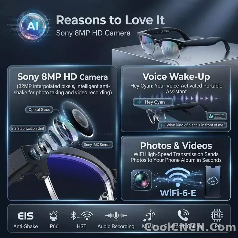4K 800W HD Camera AI Smart Glasses 2026 ChatGPT Record Video Languages Translation Music Player Sunglasses Glasses With Camera - detail