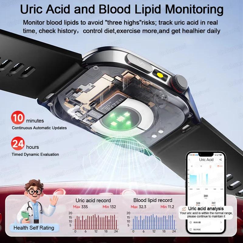 CoolWiz New Laser Therapy Smart Watch, ECG+PPG, Men’s 3D Curved Design, Sapphire Glass, Blood Pressure, Uric Acid, Lipids Monitoring, Sports smartwatch for outdoor activities and daily use - gallery