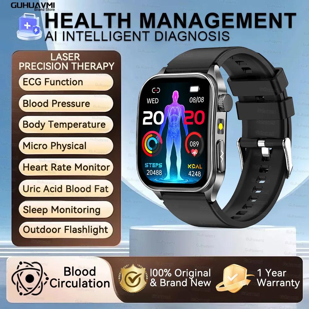 CoolWiz New Laser Therapy Smart Watch, ECG+PPG, Men’s 3D Curved Design, Sapphire Glass, Blood Pressure, Uric Acid, Lipids Monitoring, Sports smartwatch for outdoor activities and daily use - gallery