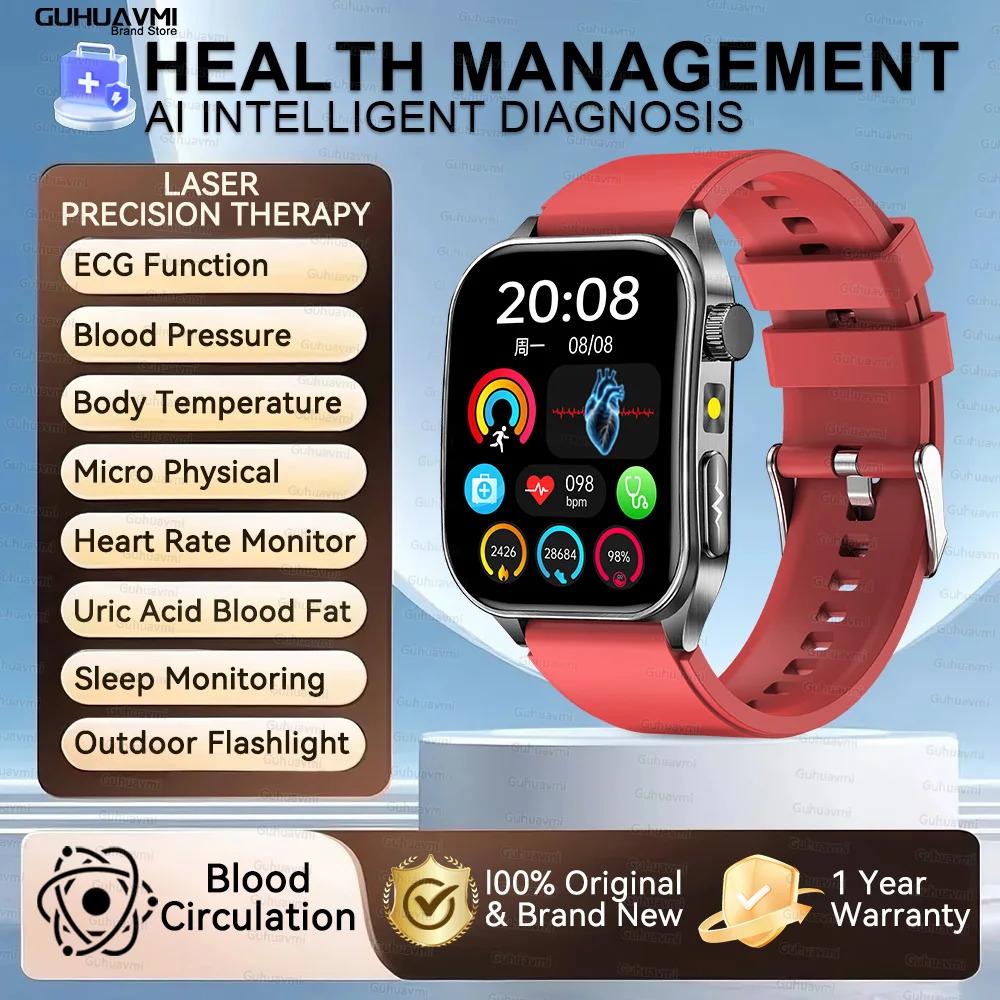 CoolWiz New Laser Therapy Smart Watch, ECG+PPG, Men’s 3D Curved Design, Sapphire Glass, Blood Pressure, Uric Acid, Lipids Monitoring, Sports smartwatch for outdoor activities and daily use - gallery