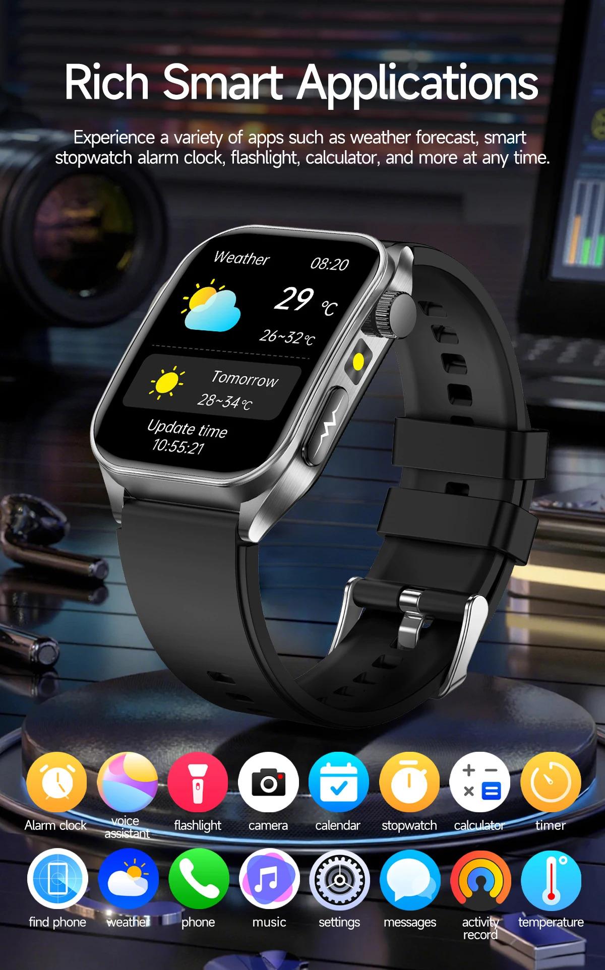 CoolWiz New Laser Therapy Smart Watch, ECG+PPG, Men’s 3D Curved Design, Sapphire Glass, Blood Pressure, Uric Acid, Lipids Monitoring, Sports smartwatch for outdoor activities and daily use - gallery