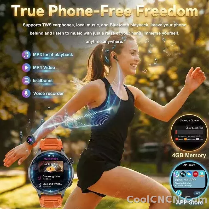 CoolWiz Smartwatch with built-in GPS, offline maps, 4GB memory, 3ATM water resistance, 500mAh battery, compass, call making, sports swimming band for outdoor activities and everyday use - detail