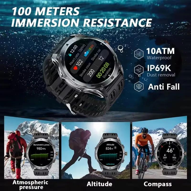 CoolWiz 025 Professional Sports Smart Watch, Military-Grade, Dual-Band GPS Positioning for Men, 10 ATM Water Resistance, 1000 mAh Battery, Compass Bracelet, Compatible with iOS—Ideal for Outdoor Sports and Everyday Use - gallery