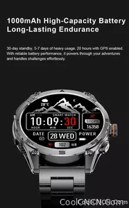 CoolWiz 025 Professional Sports Smart Watch, Military-Grade, Dual-Band GPS Positioning for Men, 10 ATM Water Resistance, 1000 mAh Battery, Compass Bracelet, Compatible with iOS—Ideal for Outdoor Sports and Everyday Use - view 22