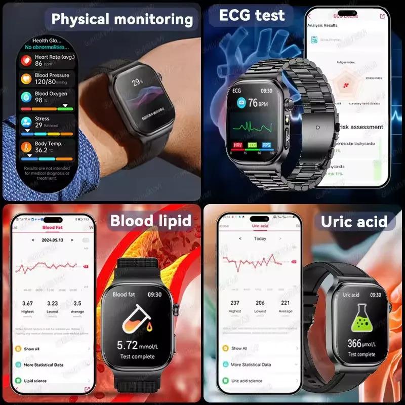 CoolWiz Health Blood Pressure ECG + PPG Monitor Smartwatch for Men — uric acid, blood fat, five organ monitoring, call capability, health tracker, compatible with iOS, suitable for outdoor sports and daily use - gallery