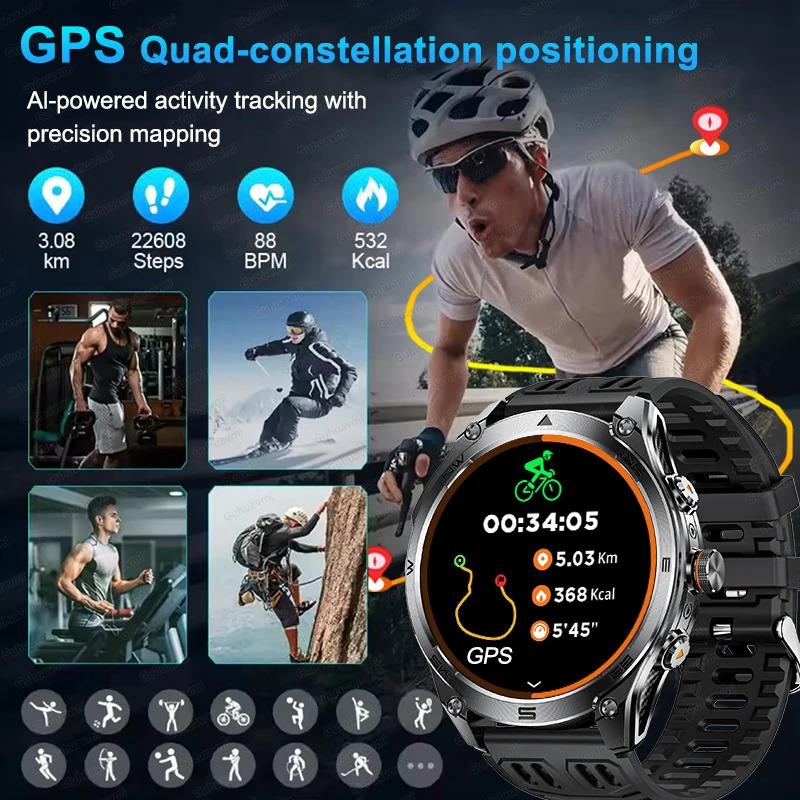 CoolWiz Smart Watch Military Grade with GPS for Men, 1000mAh Battery, 10 ATM Water Resistance, Compass, Blood Pressure Monitor, Call Function, Sports Smart Watch for Outdoor Activities and Everyday Use - gallery