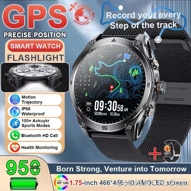 CoolWiz Smart Watch Military Grade with GPS for Men, 1000mAh Battery, 10 ATM Water Resistance, Compass, Blood Pressure Monitor, Call Function, Sports Smart Watch for Outdoor Activities and Everyday Use - detail