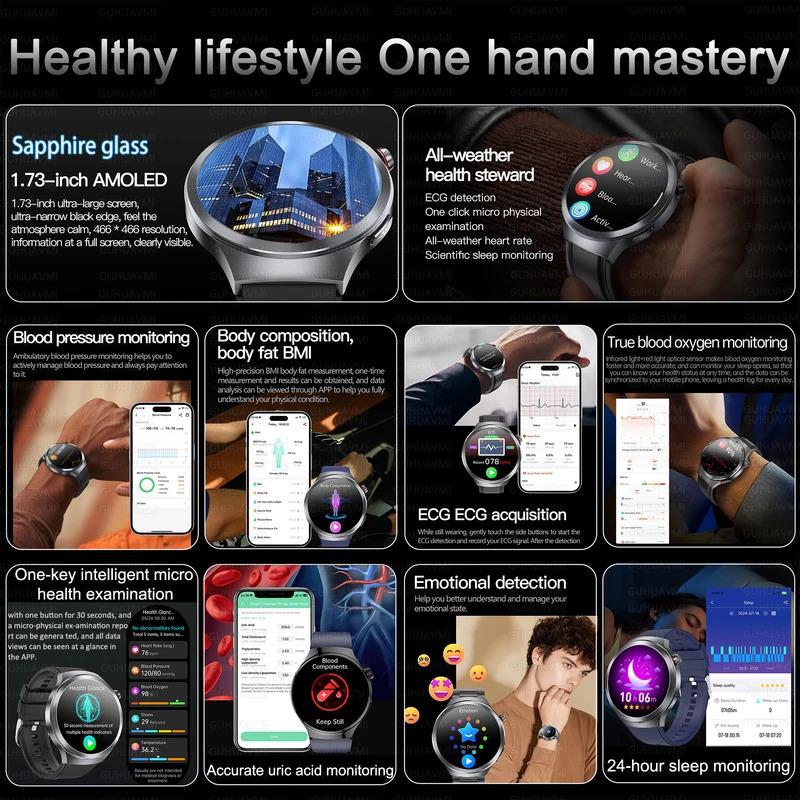 CoolWiz Smart Watch for Body Composition, Blood Pressure, NFC ECG + PPG, Body Temperature, Uric Acid, Lipids, Call Function; Waterproof Smart Watch for Men, suitable for outdoor sports and daily use - gallery