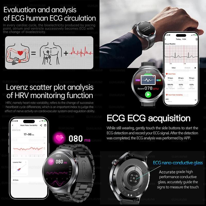 CoolWiz Smart Watch for Body Composition, Blood Pressure, NFC ECG + PPG, Body Temperature, Uric Acid, Lipids, Call Function; Waterproof Smart Watch for Men, suitable for outdoor sports and daily use - gallery