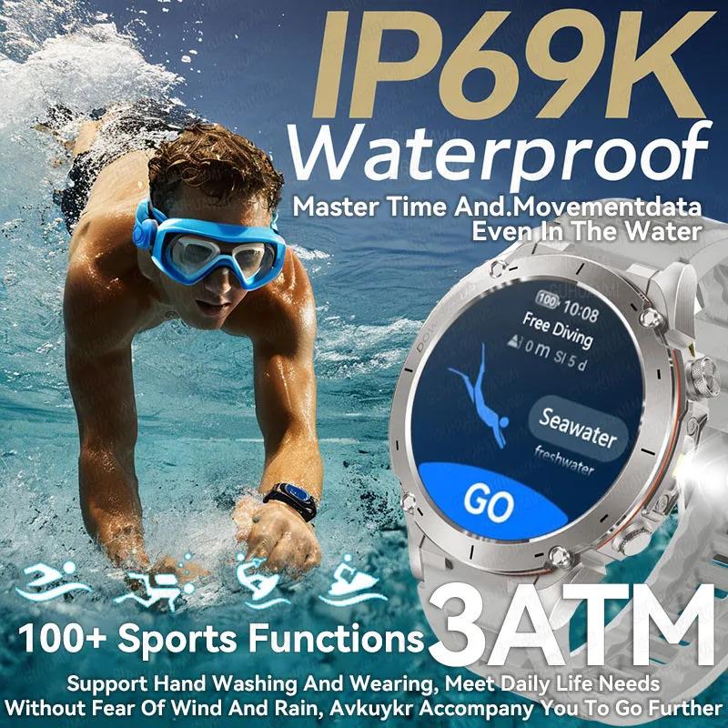 CoolWiz New Outdoor Military Smart Watch for Men with GPS, 3 ATM water resistance, AMOLED sports mode, 730 mAh battery, compass; fitness smartwatch for daily outdoor sports use - gallery