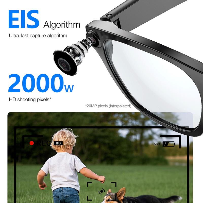 AI Smart Glasses 1080P HD Camera Video Recording Real-time Translation Bluetooth Call Glasses Voice WIFI Transfer Photo Eyeglass Device Phone Vr Wearable Magnetic Chargeable Anti-Blue Light