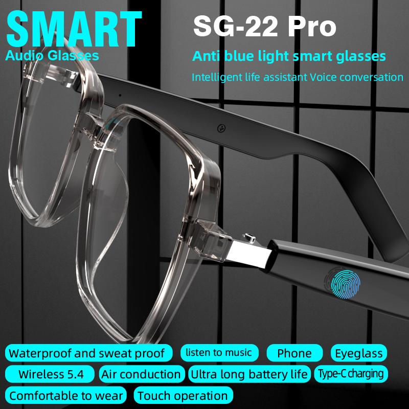 SG-22Pro Hands-Free Calling Smart Frame Built Smart Bluetooth Glasses Wireless Audio Eyewear with Open Ear Speakers Rechargeable