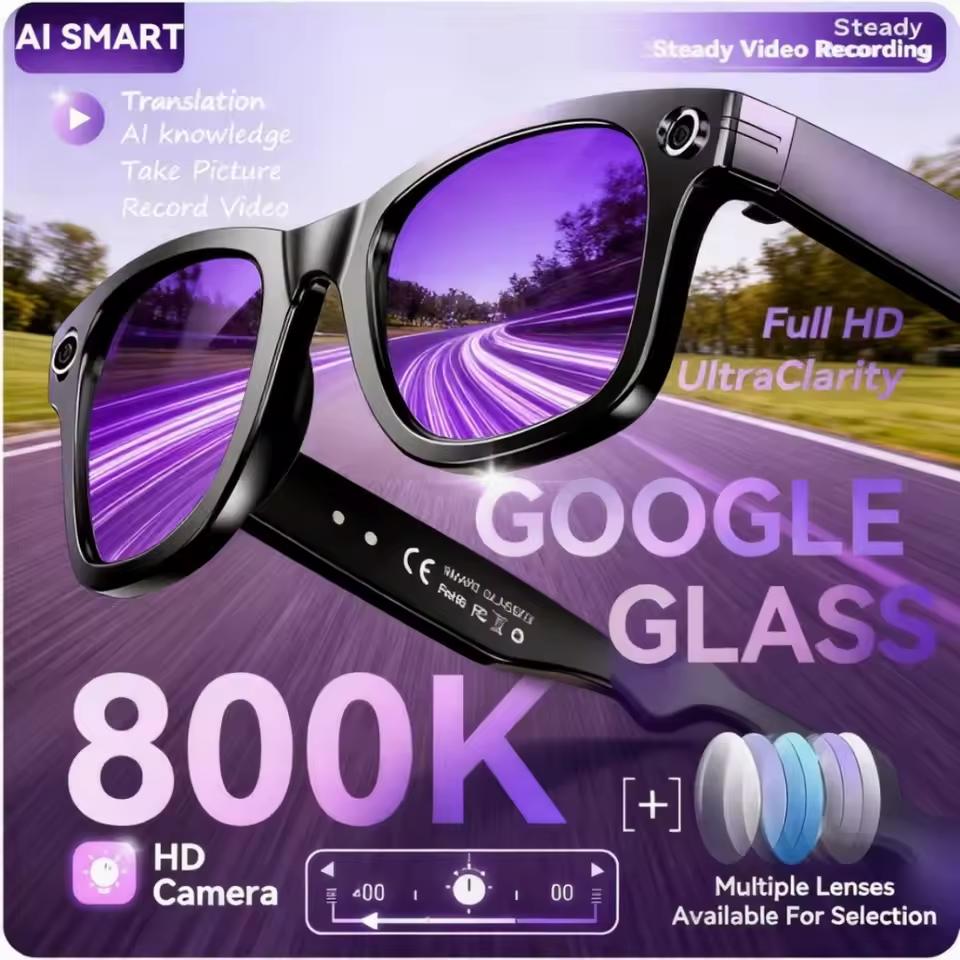 New 800W Camera AI Glasses Men Color-Changing Smart Translation Glasses Photo Video Recording Waterproof Call Smart Sunglasses Wearable