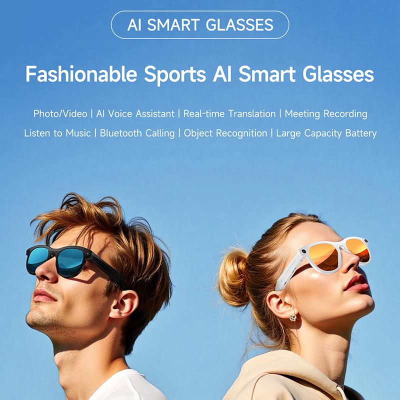 AI Smart Glasses with 8MP Camera Video Recording 100+ Languages Translation Sunglasses Bluetooth Call Music Play Men Women 2025