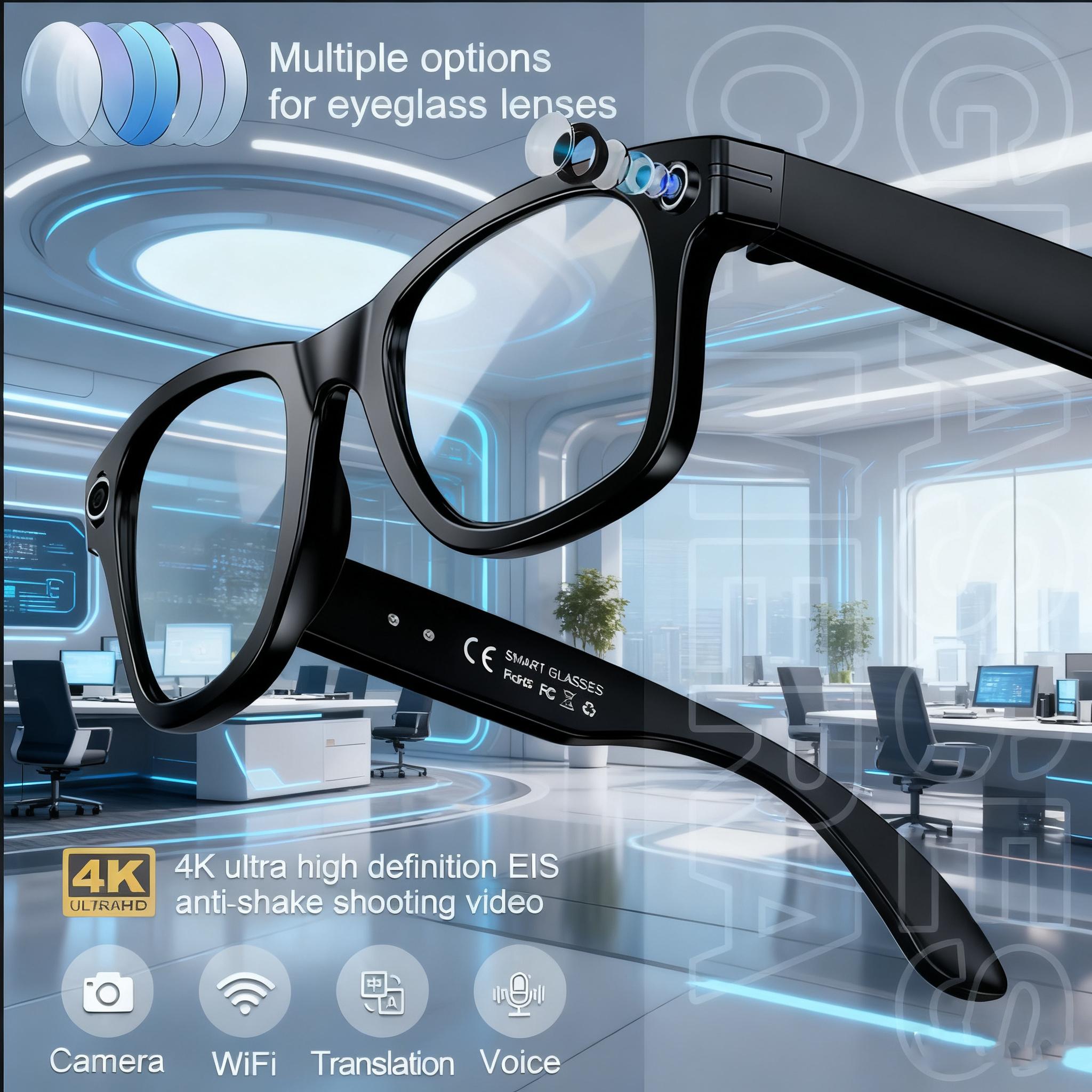 2025  Smart  Sunglasses ai smart glasses with Camera Video 8MP Translation  Bluetooth Call Music Play Men Women  Recording 100+