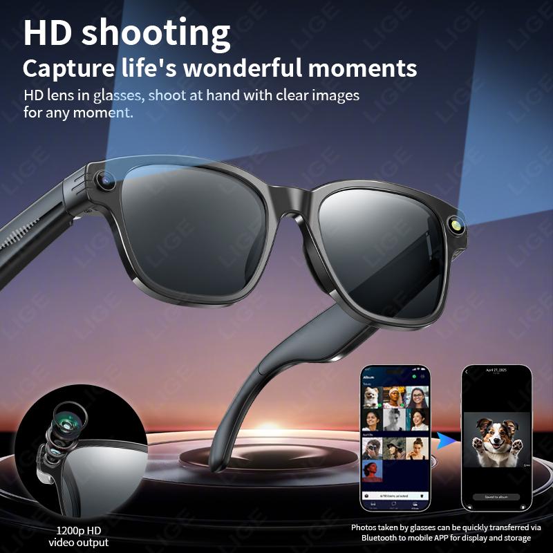 8 MP Smart Glasses Sunglasses Recording Videos AI Photo Recognition Answer Translation 270mAh Anti Blue Light Bluetooth Glasses