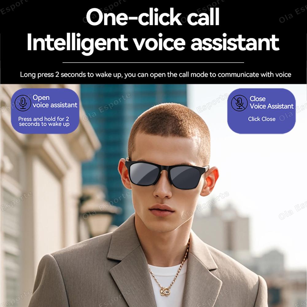 Ola Esporte New Smart Glasses Bluetooth Call Sunglasses Multi-functional Anti-Blue Light Sunglasses Wireless Headset Men Women