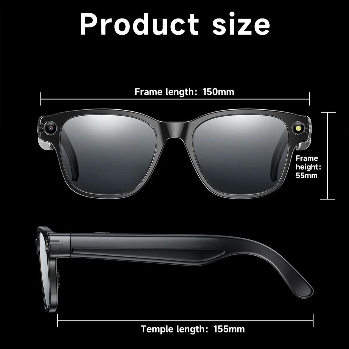 Smart Glasses Voice Assistant Translate Touch Control Recording Video 800W Camera Waterproof Bluetooth Call Smart Sunglasses