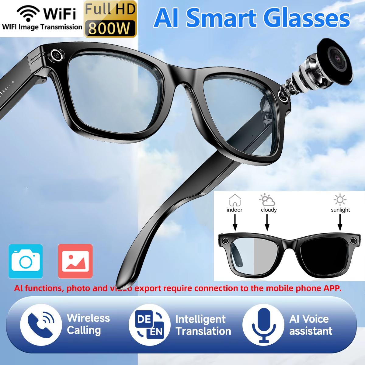 2025 New Upgrade Smart Glasses With Camera Video Recording AI Photo Recognition Bluetooth Call Translation Voice Sunglasses Men - gallery