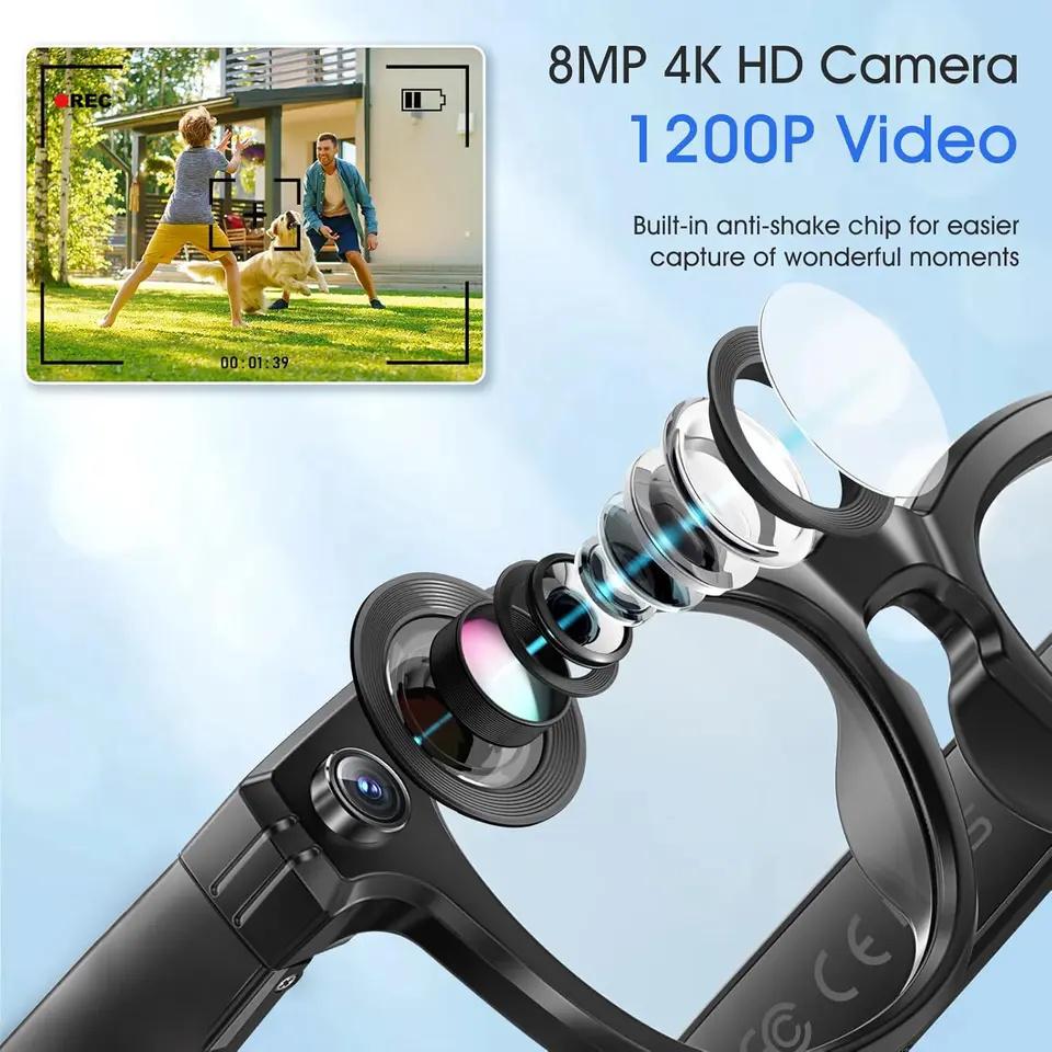 2025 New 8K HD Smart Glasses Photochromic Bluetooth Call Video Recording Voice Assistant Music Player Translate Camera Glasses