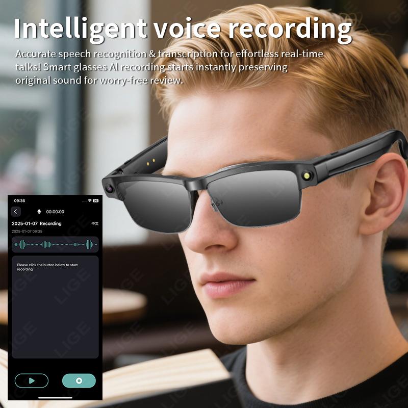 Sunglasses Smart Glasses 8 Million Pixels Recording Videos AI Photo Recognition Answer Translation 270mAh Bluetooth Glasses New - gallery