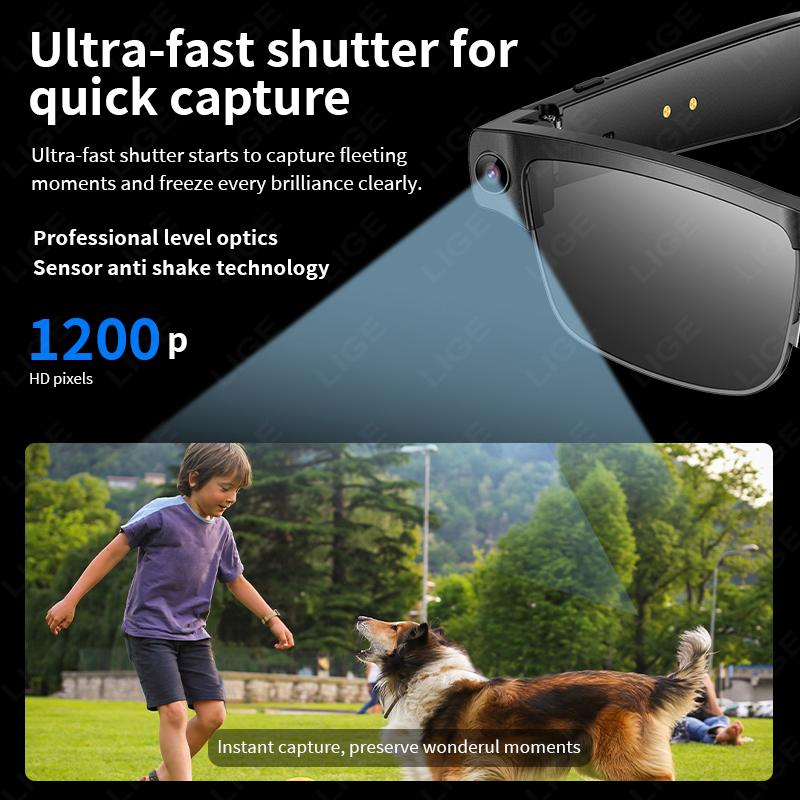 Sunglasses Smart Glasses 8 Million Pixels Recording Videos AI Photo Recognition Answer Translation 270mAh Bluetooth Glasses New - gallery
