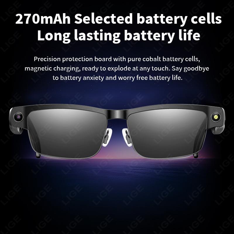 Sunglasses Smart Glasses 8 Million Pixels Recording Videos AI Photo Recognition Answer Translation 270mAh Bluetooth Glasses New - gallery