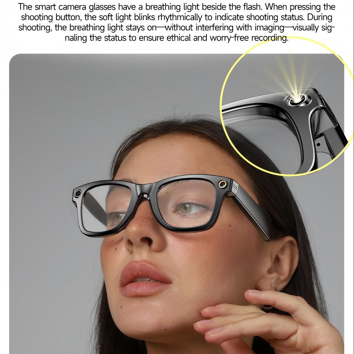 8MP camera smart glasses with 1080P HD video recording, 4K resolution, metal semi-rimless design, photochromic lenses - gallery