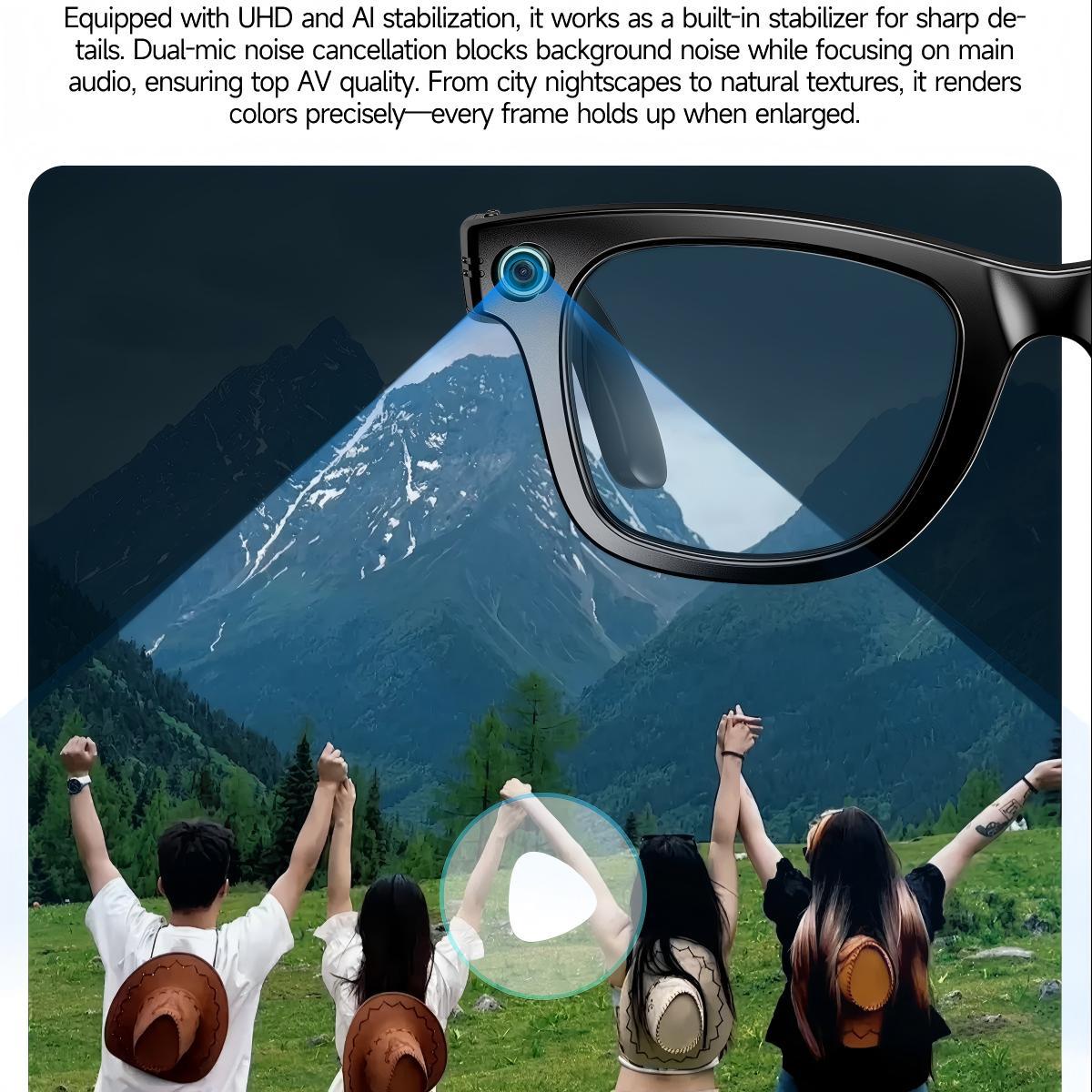 8MP camera smart glasses with 1080P HD video recording, 4K resolution, metal semi-rimless design, photochromic lenses - gallery