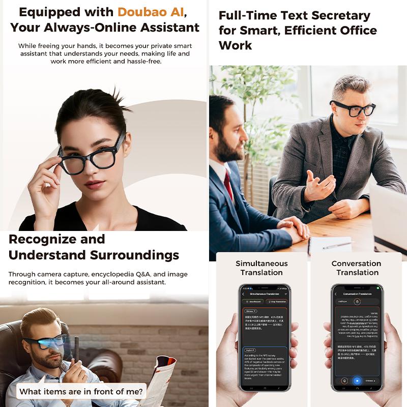 2026 New Smart Glasses with Camera Video Recording AI Photo Recognition Bluetooth Call Voice Translation Sunglasses Men Women - gallery