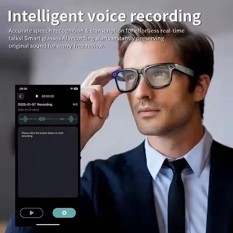 2025 New Upgrade smart glasees With Camera Video Recording AI Photo Recognition Bluetooth Call Translation Voice Sunglasses Man - gallery