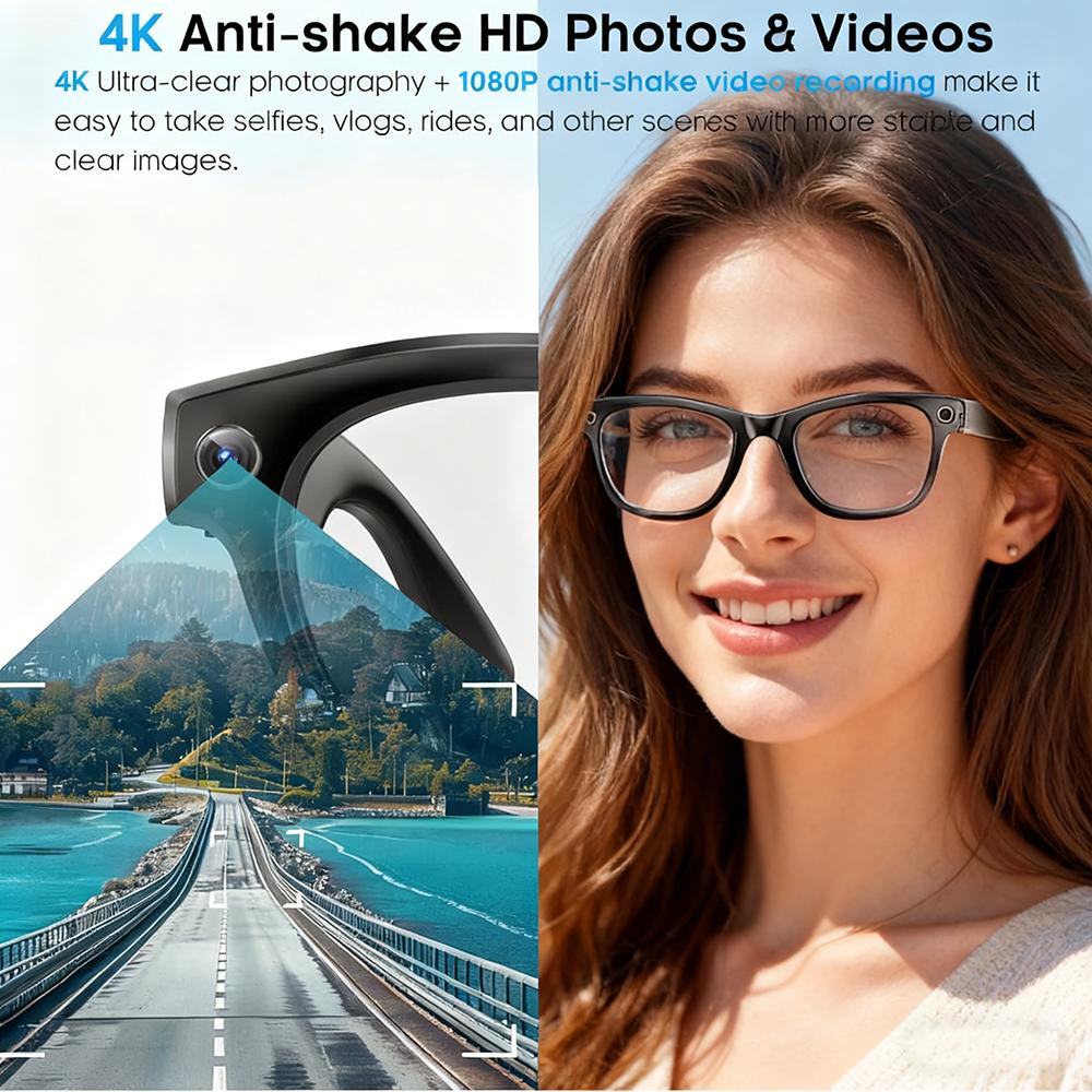 800W With Camera Smart Glasses Woman Video Recording AI Photo Recognition Eyewear Earphone Call Translation Voice Sunglasses Men
