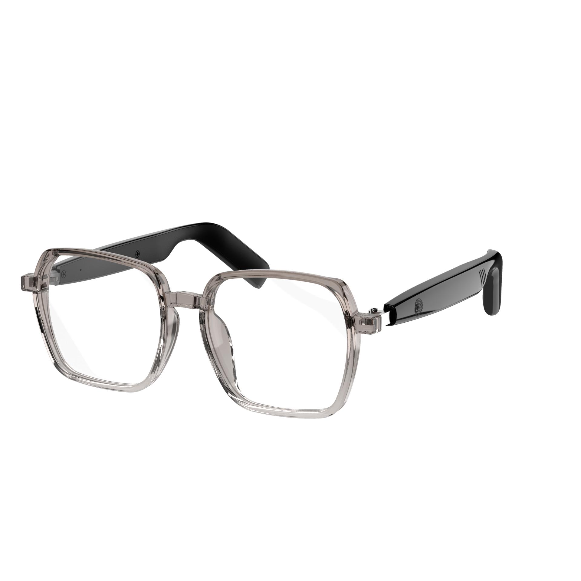 SG22 Smart Glasses, Blue Light Blocking, Fashion Transparent Frame, 8-Hour Music Playback, Unisex Daily Wear 80+80mAh Bettary