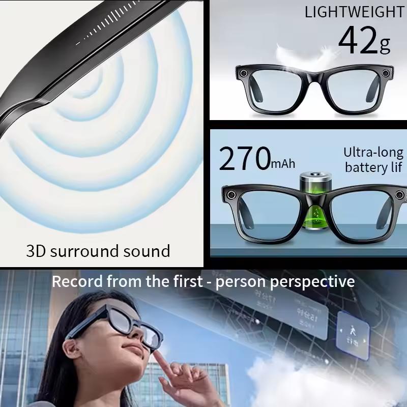 800W AI Smart Camera Sunglasses  Translation Voice Control WiFi Bluetooth HD1080P Shooting Intelligent Glasses For Android IOS