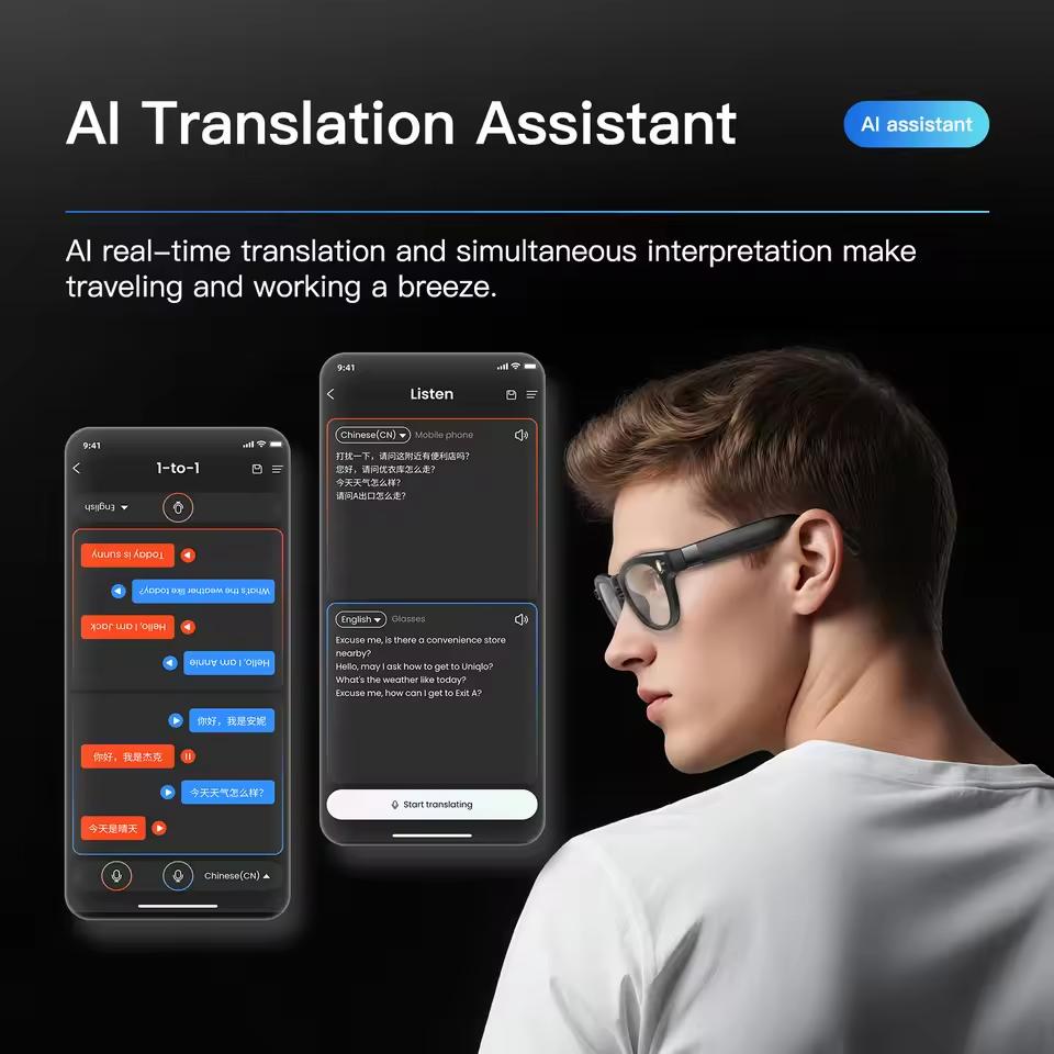 AI Smart Glasses 800W Pixel 4K HD Camera Recording Sunglasses Call WIFI Transmission Voice Assistant Smart Translation Glasses - gallery