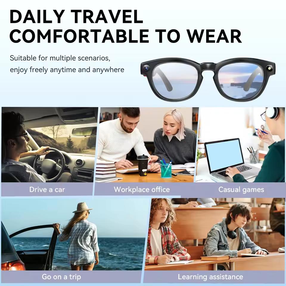 AI Smart Glasses 800W Pixel 4K HD Camera Recording Sunglasses Call WIFI Transmission Voice Assistant Smart Translation Glasses - gallery